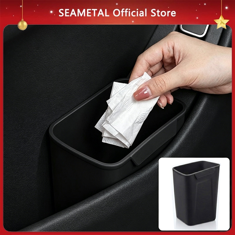 SEAMETAL กล่องเก็บถังขยะในรถยนต์วัสดุซิลิโคนกันน้ําทนทาน Organizer