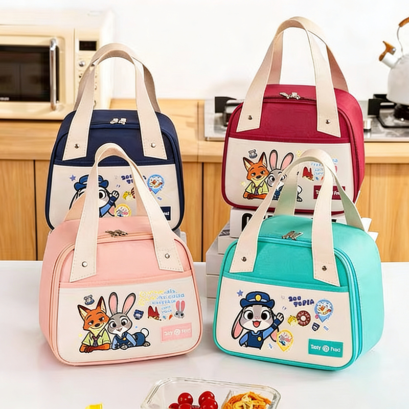 Zootopia กล่องอาหารกลางวัน Tote Bag กระเป๋าใส่ข้าวกลางวันพร้อมข้าวนักเรียน Office Worker กระเป๋าฉนวนกันความร้อนกันน้ํามันแบบหนา