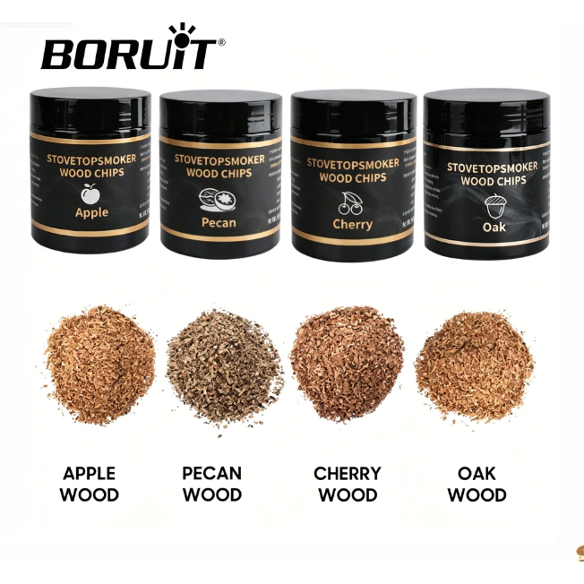 BORUIT BBQ ชิปไม้รมควัน, โมเลกุลอาหาร Gourmet ไม้ฝุ่น, สําหรับปรุงรสเนื้อ, ชิปไม้ทําอาหารสําหรับบาร์บีคิวเครื่องดื่มค็อกเทลเนื้อชีส