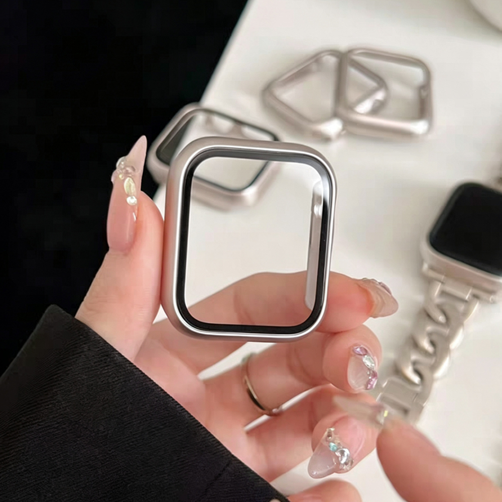 กระจกนิรภัย + ฝาครอบสําหรับ Apple Watch 11 10 9 8 7 42/46/41/45 มม.38 มม.PC กันชนป้องกันหน้าจอสําหรับ iWatch series 6 5 4 se 44 มม.40 มม.