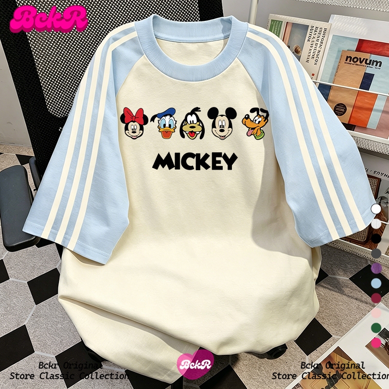 【จัดส่งตลอด 24 ชั่วโมง】🔥BCKR ลายพิมพ์การ์ตูนผู้หญิงคอกลมเสื้อ💙ชุดหน้าร้อน tshirt oversize YG505