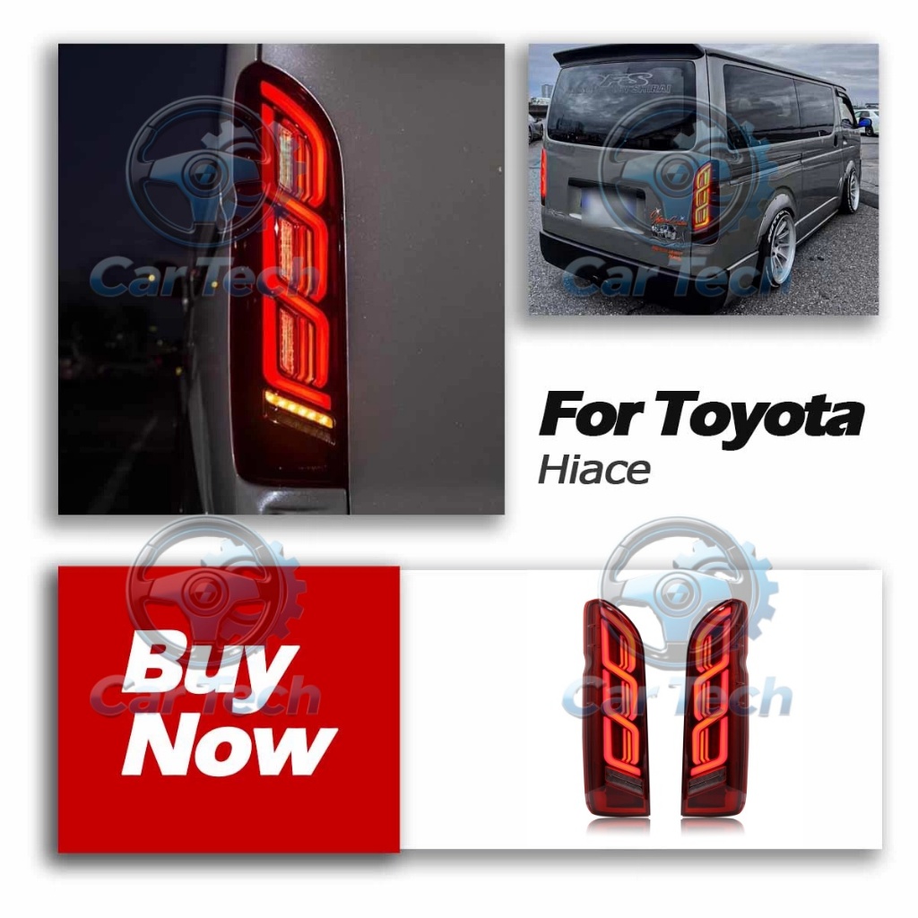 CTshop เหมาะสําหรับ Toyota Hiace 2005-2018 LED Taillamp ไฟตัดหมอกด้านหลังประกอบอัพเกรดสัญญาณ sequitial