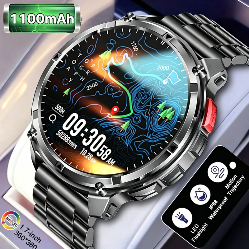 LIGE T-Rex3 สมาร์ทนาฬิกา GPS Track เข็มทิศ 1100mAh 5ATM กันน้ํามัลติฟังก์ชั่นกีฬา tracker ผู้ชายกลางแจ้ง Smartwatch