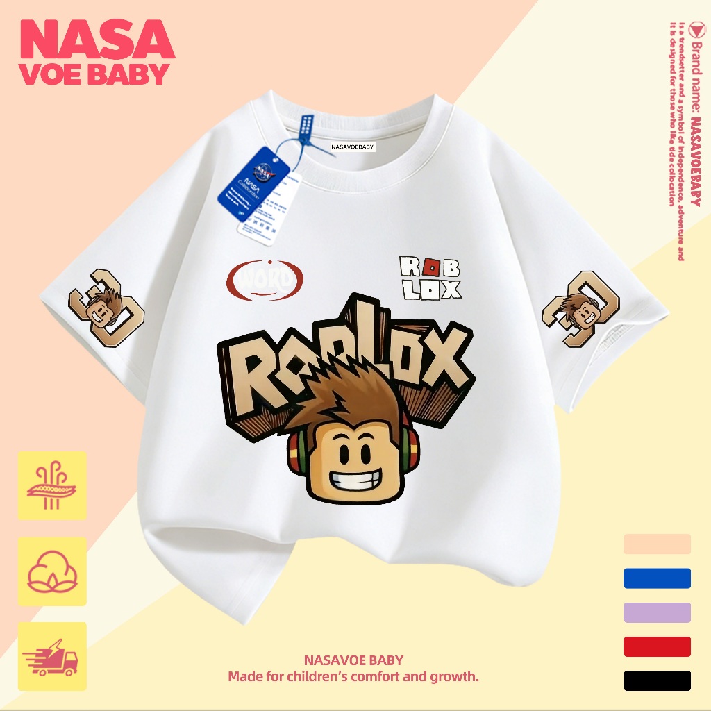 【ส่งเร็ว 24ชม】 เสื้อยืดเด็ก ออกแบบโรบ็อกซ์ ลายการ์ตูน ระบายอากาศดี ไม่ต้องรีด 1-13 ป