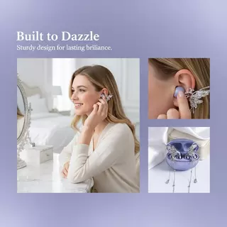 2 ชิ้น Rhinestone Decor สําหรับคลิปบนหูฟังเปิดหูตกแต่ง Zirconia หูฟังอุปกรณ์เสริมถอด DIY หูฟังตกแต่