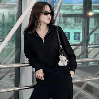 Malimays Zipper Airport Set ชุดเซตเสื้อ+กางเกง คอครึ่งซิปผ้าสัมผัสนุ่มสไตล์แอร์พอร์ตลุค ใส่ได้ทุกวัน
