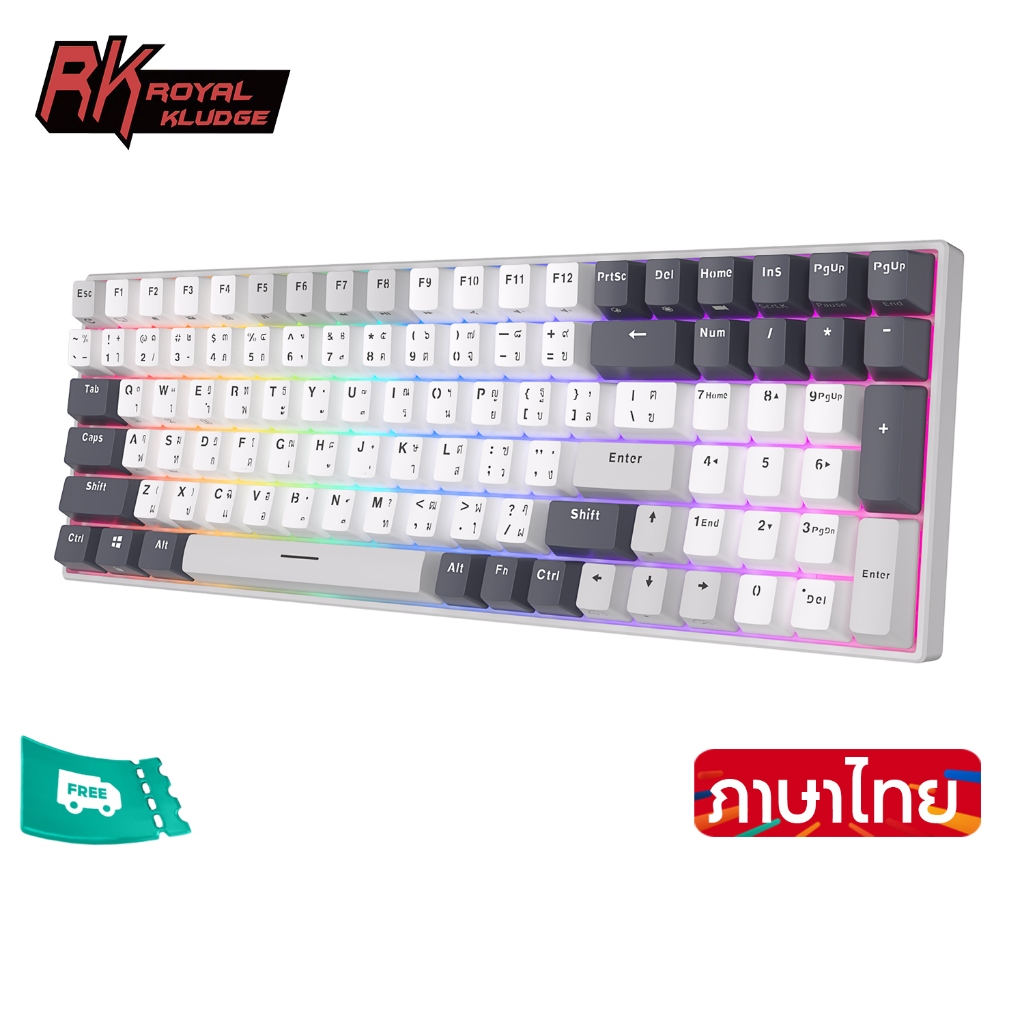 Rk Royal Kludge RK100 คีย์บอร์ดเกมมิ่งไร้สาย ฟูลไซซ์ 100 คีย์