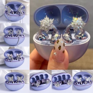 2 ชิ้น Rhinestone Decor สําหรับคลิปบนหูฟังเปิดหูตกแต่ง Zirconia หูฟังอุปกรณ์เสริมถอด DIY หูฟังตกแต่