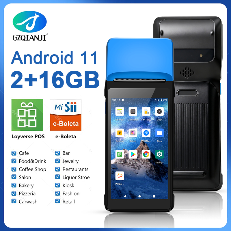 เครื่องพิมพ์ใบเสร็จ Android 11 POS แบบมือถือ PDA Terminal Loyverse POS, Pedlr POS, Zobaze POS.