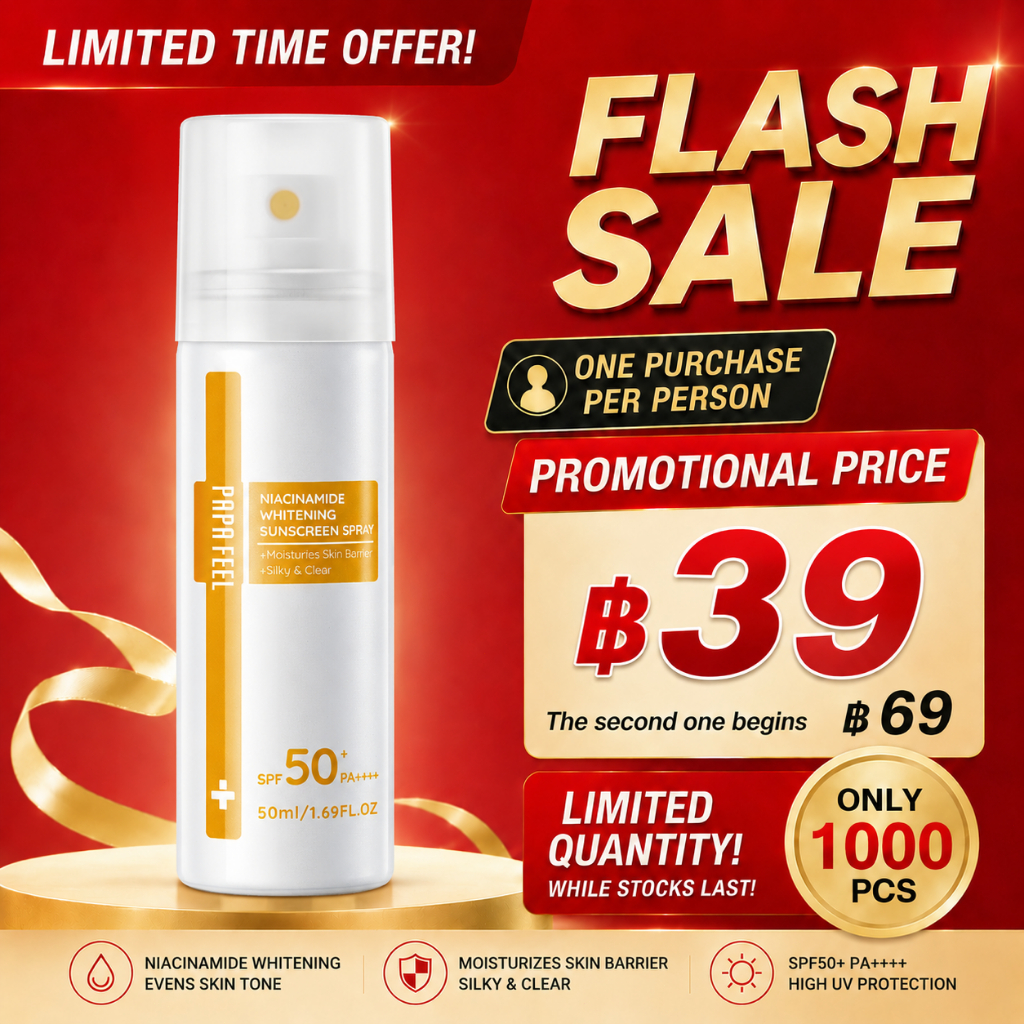PAPA FEEL ไวท์เทนนิ่ง สเปรย์กันแดด ปกป้องรังสียูวีได้SPF50+/PA++++ กันแดด Niacinamide Whitening Sunscreen Spray  เนื้อสัมผัสบางเบา  ครีมกันแดด  สูตรกันน้ำ/สดชื่นผิว/ไม่มันเยิ้ม 50ml