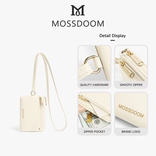 MOSSDOOM Vivia Card Holder กระเป๋าสตางค์พร้อมสายคล้องคอ ขนาดกะทัดรัด หนัง PU อะไหล่ทอง ดูเรียบหรู