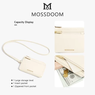 MOSSDOOM Vivia Card Holder กระเป๋าสตางค์พร้อมสายคล้องคอ ขนาดกะทัดรัด หนัง PU อะไหล่ทอง ดูเรียบหรู