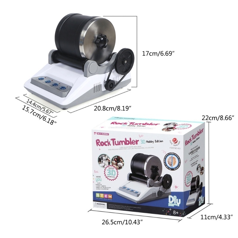เครื่องขัดหินอัตโนมัติ Rock Tumbler ระดับโปร ทนทาน ทำงานเงียบ เหมาะงาน DIY ทำหินสวยงา