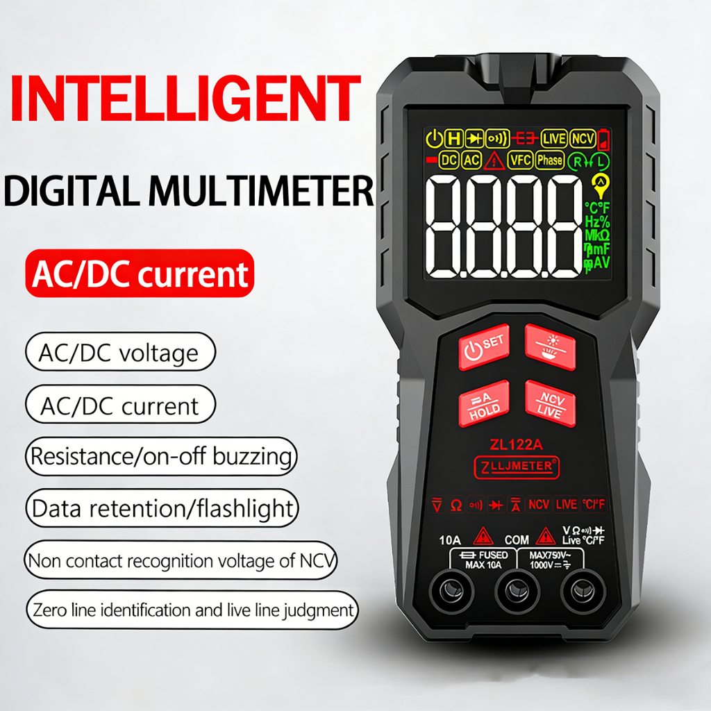 มัลติมิเตอร์แบบอัตโนมัติ ZL122 NCV 4000 Counts จอสี HD