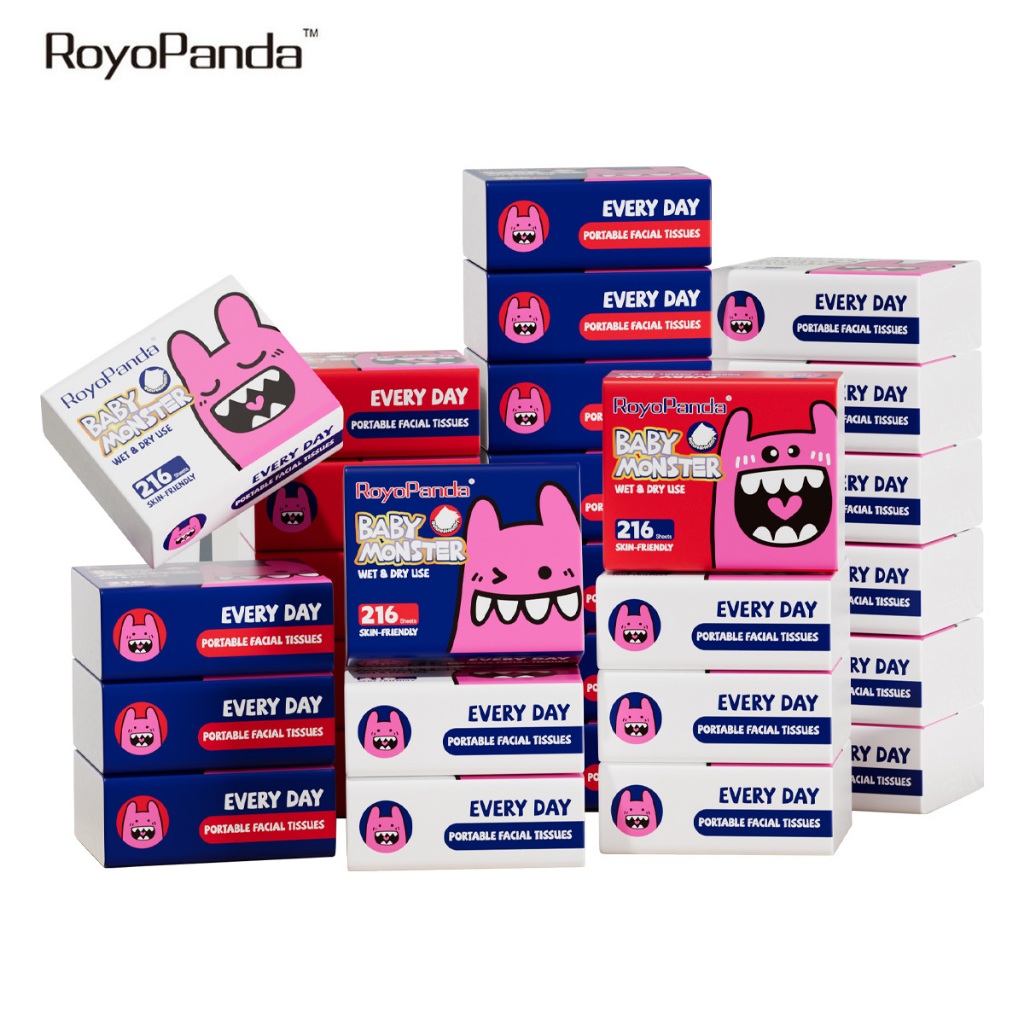 【47แพ็ค】RoyoPanda กระดาษทิชชู่ หน้าเนื้อ 4 ชั้นหนาพิเศษ ขนาด 175×106 มม 216 แผ่น นุ่มนวล อ่อนโยนต่อผิว หนาพิเศษ แข็งแรง ไม่ขาดง่าย