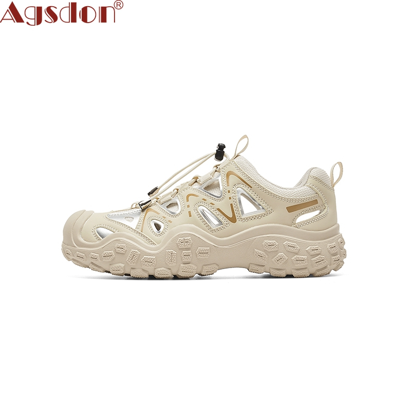Agsdon รองเท้าแตะกีฬาผู้หญิงสไตล์ใหม่ฤดูร้อน Hollow Breathable Daddy รองเท้า Casual การติดตามแม่น้ําหนา Soled สไตล์ขายร้อน