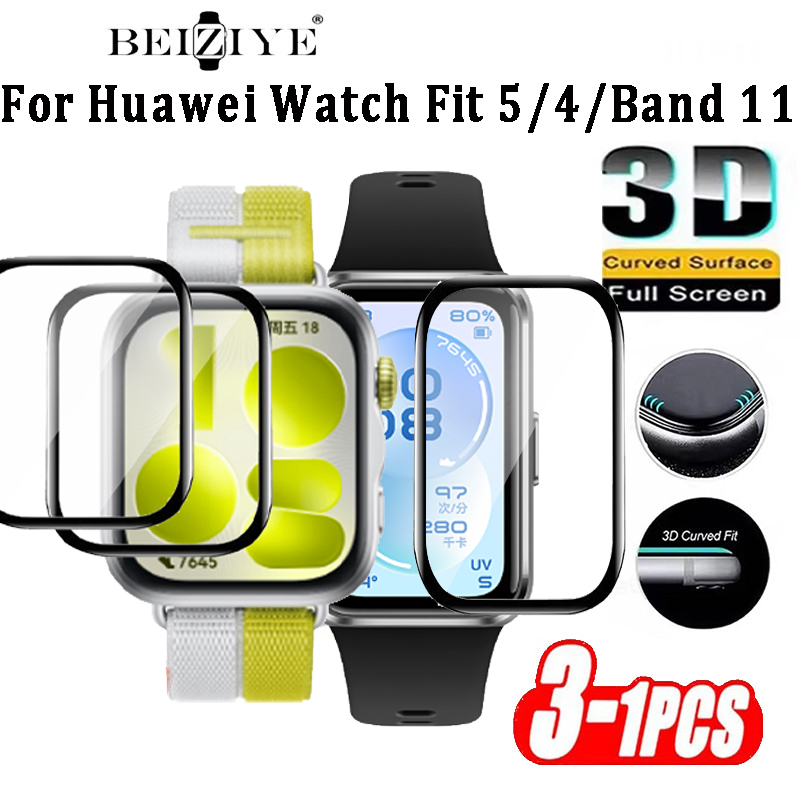 1-3PCS 3Dโค้งป้องกันฟิล์ม สําหรับ Huawei Watch Fit 5 5 Pro/4 4 Pro ป้องกันป้องกันAnti-Scratchป้องกันหน้าจอ สําหรับ Huawei Band 11/11 Proอุปกรณ์เสริม