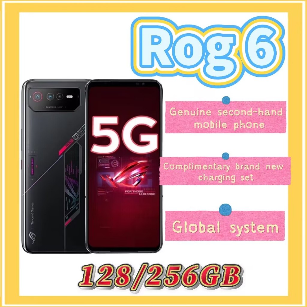 มือสอง Asus ROG Phone 6 Global Rom หลายภาษา 128GB 256GB โทรศัพท์มือถือสําหรับเล่นเกมพร้อมสต็อก 95New