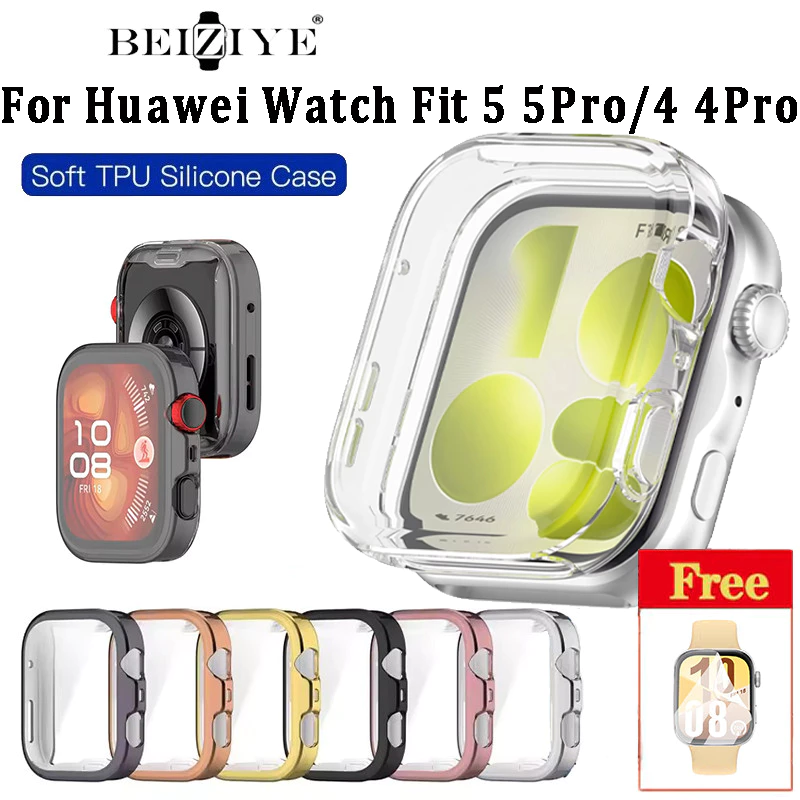 เคสซิลิโคนสําหรับ Huawei Watch Fit 5 Pro TPU เปลือกป้องกันสําหรับ Huawei Watch Fit 4 Pro สมาร์ทวอท์ชฝาครอบป้องกัน