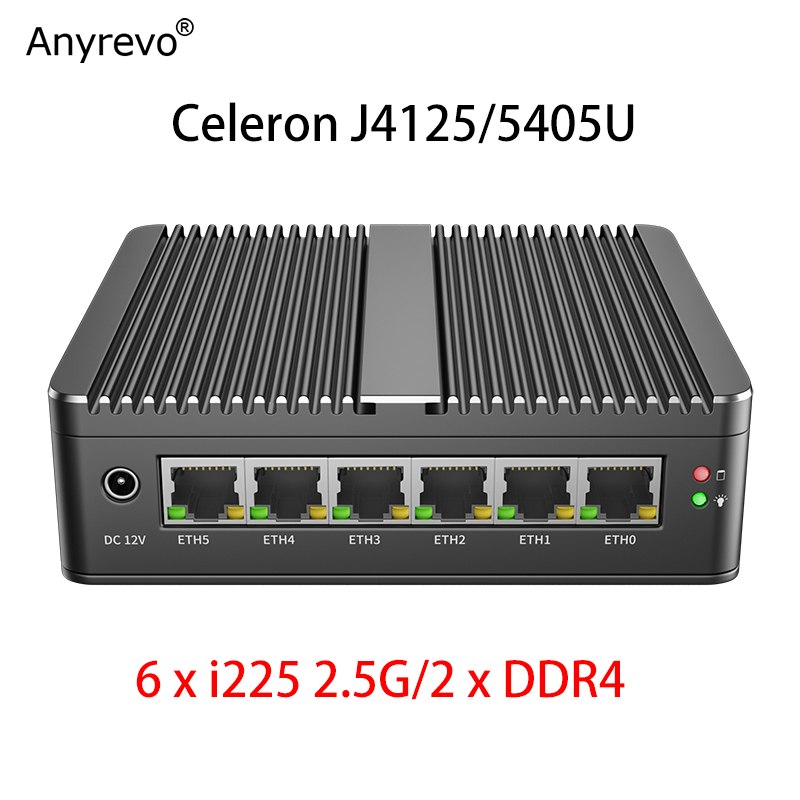 6 LAN pfsense เราเตอร์ Intel J4125 Quad Core mini PC 6 x 2500M LAN พร้อม 2 DDR4 mSATA HDMI