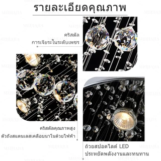 ห้องนั่งเล่นที่ทันสมัยบันไดโคมระย้าห้องโถงหมุนคริสตัลแสงวิลล่าหรูหรานําโคมไฟตกแต่ง