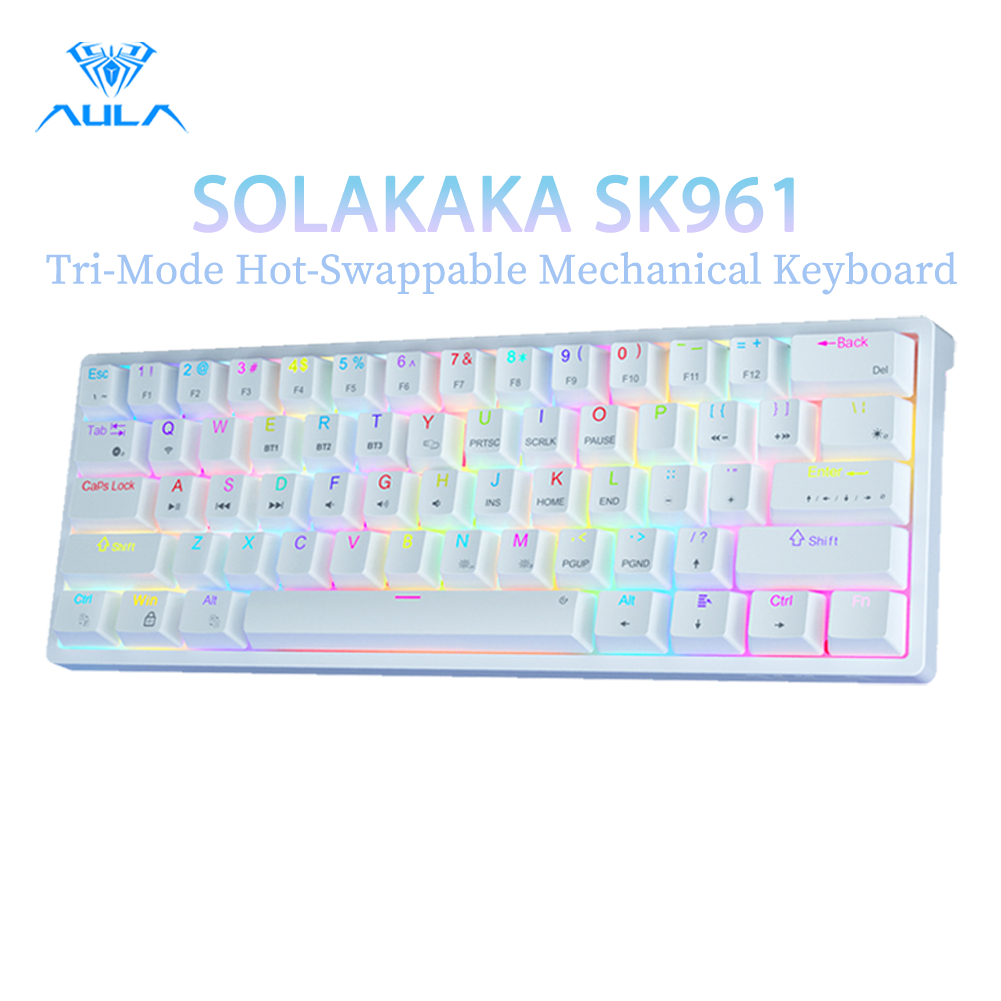 Aula Solakaka SK961 61 คีย์บอร์ดเชิงกลบลูทู ธ 5.0 สาย RGB Light มินิคีย์บอร์ดเกมมิ่งแบบพกพา