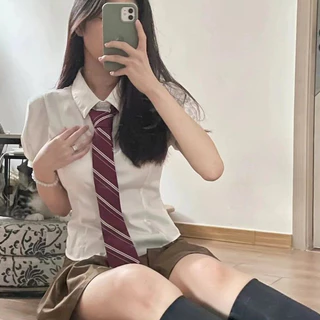 เสื้อเชิ้ตแขนยาวพัฟ JK Y2K สไตล์สาวอินเทรนด์สุดเซ็กซี่บริสุทธิ์ ดีไซน์ผูกเชือกด้านหลัง