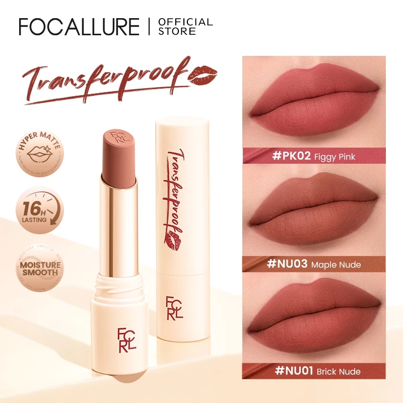 FOCALLURE #TransferproofHero Hypermatte ลิปสติกกันน้ําติดทนนาน 16H เม็ดสีสูงครีม Smooth Lightweight Moisture Non-crack