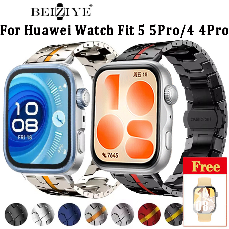 ใหม่สแตนเลสสตีล สําหรับ Huawei Watch Fit 5 5 Pro สายโลหะสําหรับ Huawei Watch Fit 4/Fit 3 หรูหราธุรกิจสร้อยข้อมืออุปกรณ์เสริม
