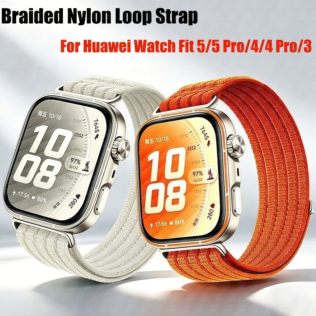 สายถักไนลอนสําหรับ Huawei Watch Fit 5 4 Pro Fit 3 Breathable เปลี่ยนสายรัดข้อมือสร้อยข้อมือสําหรับ Huawei Watch Fit 5 Fit 5 Pro Correa สายรัด