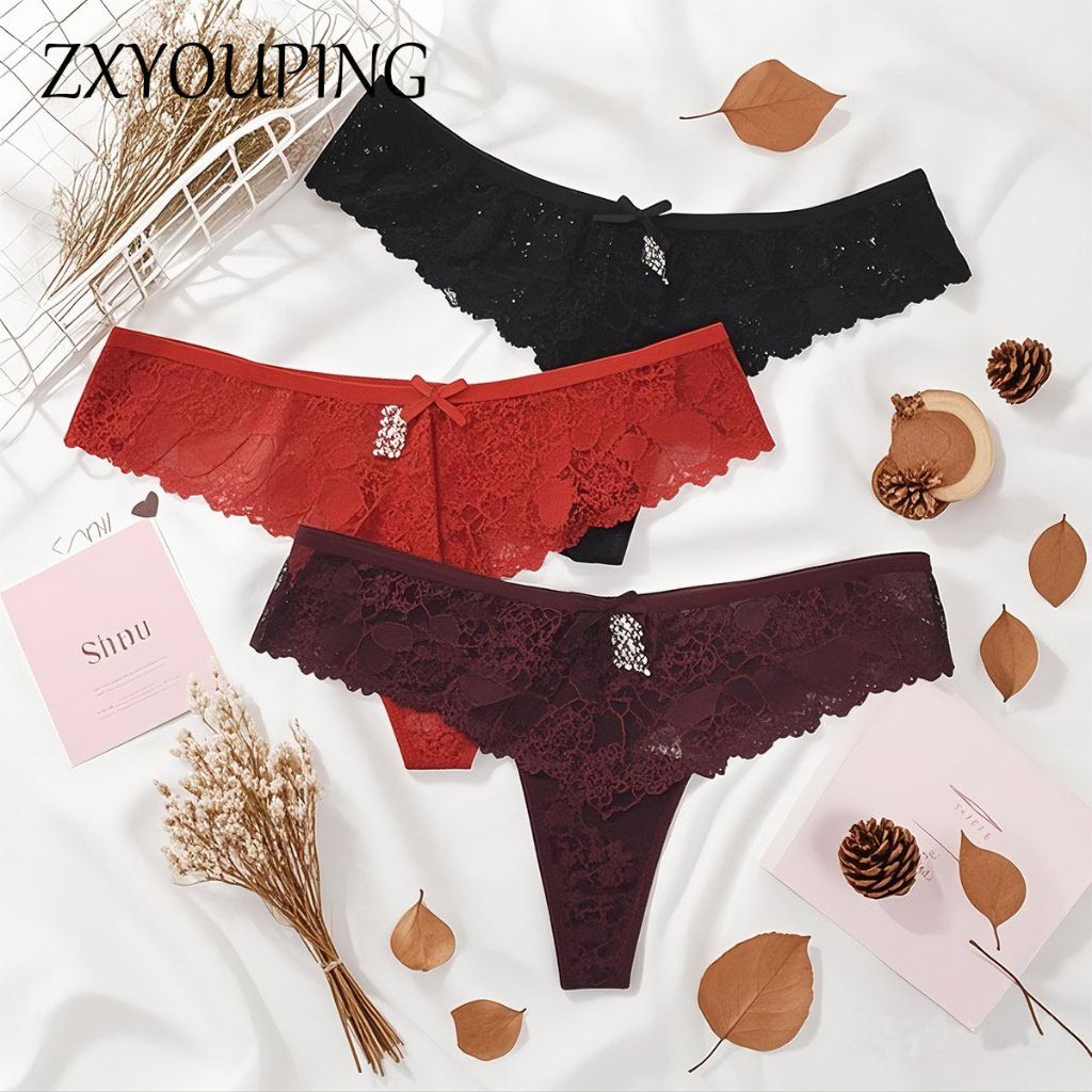 Zxyouping T กางเกงชั้นในจีสตริง ไร้รอยต่อ เซ็กซี่ ลูกไม้กลวง พลัสไซซ์ สําหรับผู้หญิง M-XL
