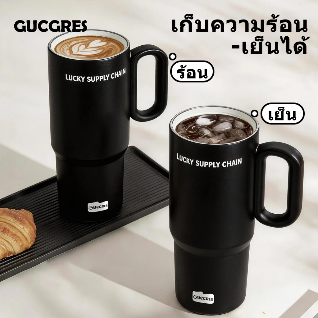 GUCGRES(720ml/24oz)แก้วเก็บความเย็น สแตนเลส316 มินิมอล เก็บความร้อน-ความเย็นได้ พร้อมหูจับและหลอดดูดน้ำ แก้วเคลือบเซรามิค มินิมอล thumbnail 4