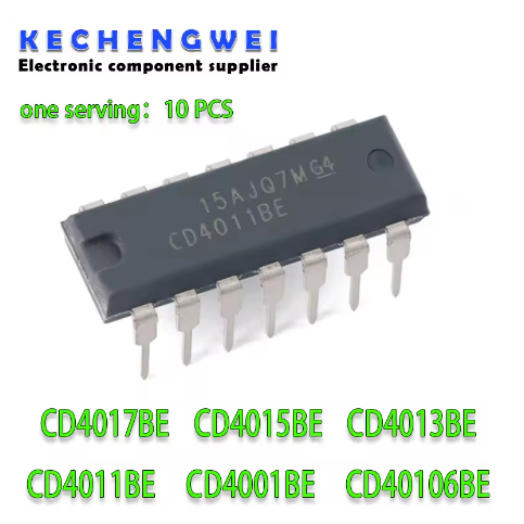 10PCS CD4017BE CD4015BE CD4013BE CD4011BE CD4001BE CD40106BE CD4070BE CD4018BE CD4016BE DIP-14 CD401