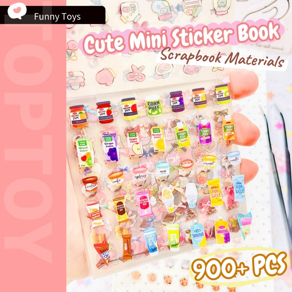 มินิสติกเกอร์หนังสือน่ารักการ์ตูนขนมขบเคี้ยวสัตว์องค์ประกอบเคสโทรศัพท์สติกเกอร์วารสารตกแต่งสติกเกอร์กันน้ํา900 + ชิ้น