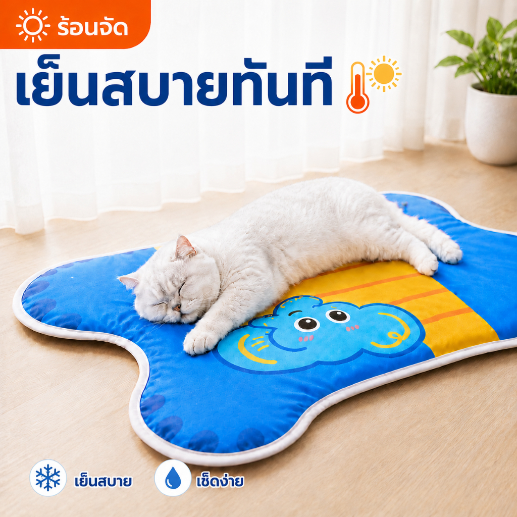 แผ่นเจลเย็นสัตว์เลี้ยง เจลหนานุ่ม ที่นอนเย็นแมวและสุนัข กันน้ำ เช็ดง่าย ขนไม่ติดง่าย ไซส์ L