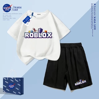 【จัดส่งภายในวันเดียวกัน】ชุดสองชิ้นสำหรับเด็กสีน้ำเงินเข้มผ้าฝ้าย (เสื้อแขนสั้น+กางเกงขาสั้น) ลายพิมพ์การ์ตูนน่ารักลายตัวอักษร เหมาะสำหรับอายุ 3-16 ปี ทั้งเด็กชายและเด็กหญิง ชุดลำลองสองชิ้น