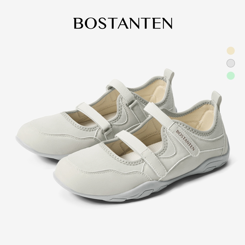 【ไซส์ 36】BOSTANTEN Polley Shoes รองเท้าผู้หญิง รองเท้าแมรี่เจนสายคู่ Mary Jane ใส่สบาย ตีนตุ๊กแก น้ำหนักเบา ระบายอากาศดี ใส่ได้ทุกวัน