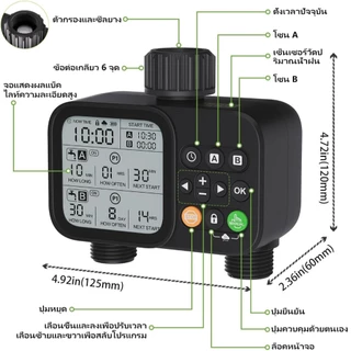 🌟จัดส่งจากกรุงเทพฯ Water Timer ตัวตั้งเวลารดน้ำ 2 ทาง แยกควบคุมอิสระ มีเซนเซอร์ตรวจฝน รุ่นอัปเกรด หน้าจอ LCD ขนาดใหญ่ IPX6 กันน้ำกลางแจ้ง ประหยัดน้ำ สำหรับสวนต้นไม้ สวนผัก