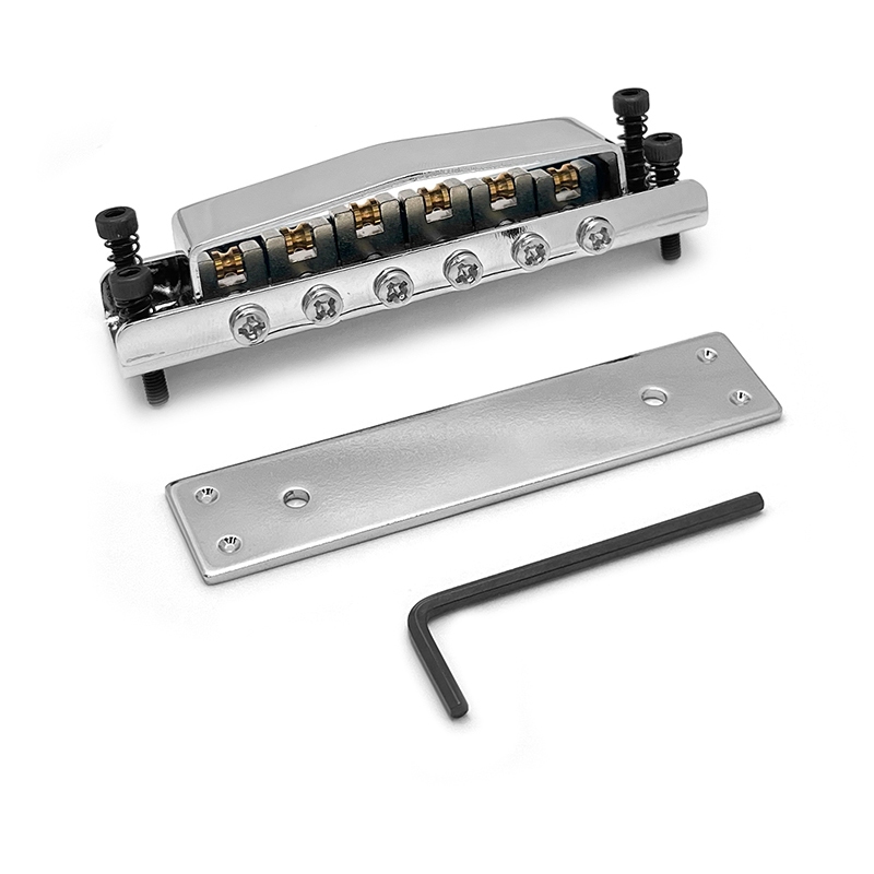ปรับ Tune-O-Matic Bridge พร้อมลูกกลิ้งอานและปกป้อง 86x20MM String Spacing 10 มม.สําหรับ 6 สาย LP สไต
