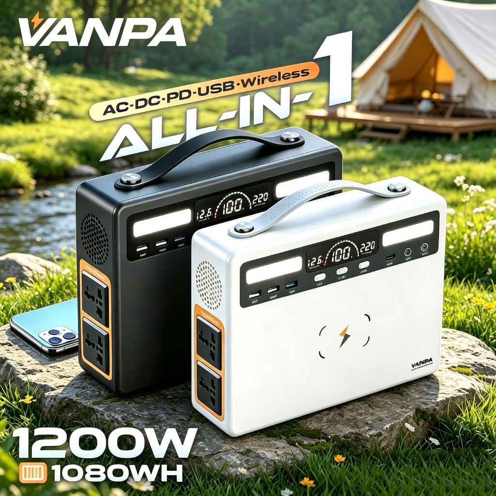 VANPA เครื่องสำรองไฟ 400W/700W/1200W Pure Sine Wave AC 220V เอาต์พุตสํารอง Power station เครื่องกําเนิดไฟฟ้าพลังงานแสงอาทิตย์สําหรับ Camping