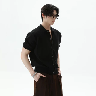 MIXSEVEN-เสื้อยืดแขนสั้นผู้ชาย สไตล์อเมริกันเรโทร คอปก แต่งกระดุมแถว ทรงหลวม สไตล์เรียบง่าย ใส่ได้ทุกโอกาส