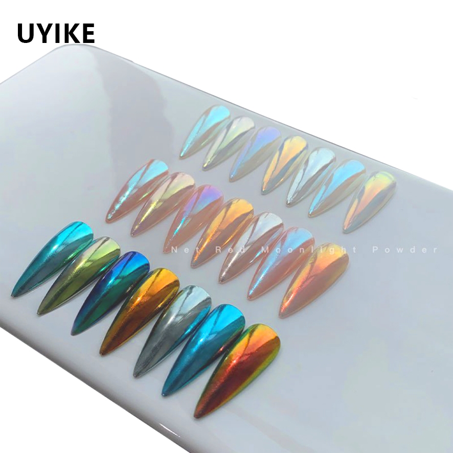 UYIKE มาใหม่ล่าสุด Moonlight Pink Silk Pink Snow Brocade Silver Satin Light Gauze Moonlight Nail Art Glitter Powder & Mirror Powder Viral Hit Powder