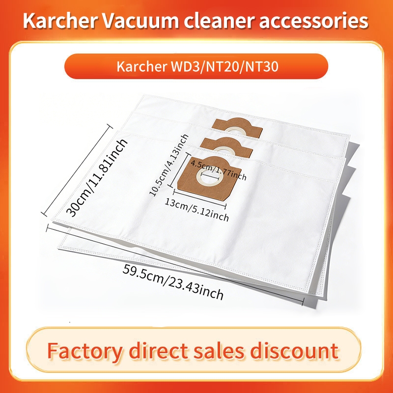 Non-ทอสําหรับ Karcher เครื่องดูดฝุ่นถุงเก็บฝุ่น WD3/NT20/NT30 คลาสสิกถุงสูญญากาศ Sampah Penapis Habuk Vakum Beg