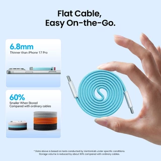 Vention 240W USB-C Magnetic Fast สายชาร์จ Self-Coiling สําหรับ Tangle-Free Storage Ultra-Slim 4.5 มม.เชื่อมต่อ E-Marker 480Mbps Data Transfer Braided สายทนทาน