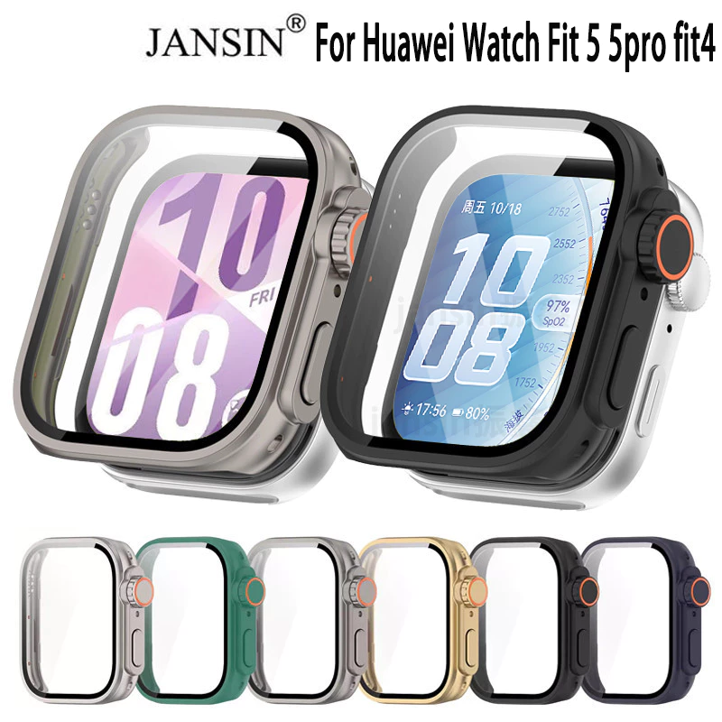 กระจกนิรภัย สําหรับ Huawei Watch Fit 5 5Pro สมาร์ทสายนาฬิกาฝาครอบป้องกันกันชน สําหรับ Huawei Watch Fit 4 ป้องกันหน้าจอกรอบเชลล์ As ultra2