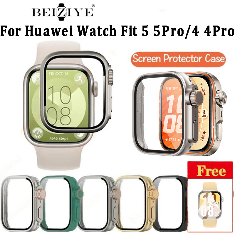 กรณีพีซี + กระจก สําหรับ Huawei Watch Fit 5 5 Pro สมาร์ทนาฬิกาเปลี่ยนเป็นอัลตร้าหน้าจอป้องกันปกคลุม สําหรับ Huawei Watch Fit 4/3 อัพเกรดอุ