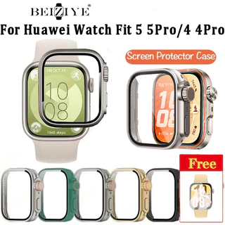กรณีพีซี + กระจก สําหรับ Huawei Watch Fit 5 5 Pro สมาร์ทนาฬิกาเปลี่ยนเป็นอัลตร้าหน้าจอป้องกันปกคลุม สําหรับ Huawei Watch Fit 4/3 อัพเกรดอุ