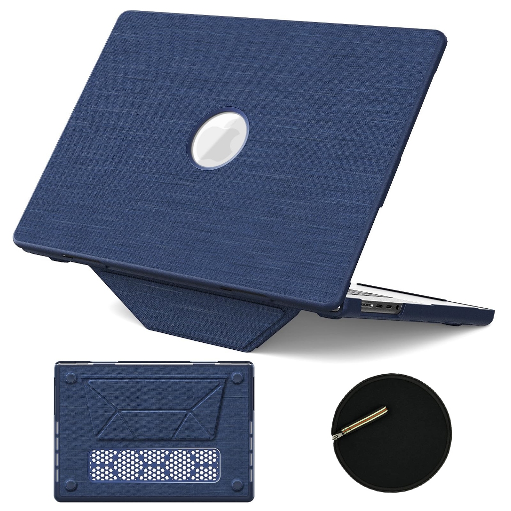 NEOMIXX เคสสำหรับ MacBook Neo 13, Air 13.6/15.3 นิ้ว, Pro 14/16 นิ้ว, ชิป M5/M4/M3/M2/M1 Pro/Max, ปิดสนิทไร้รอยต่อและป้องกันการแตกหัก, ขาตั้งพับได้ | เปลือกแข็งพลาสติก ผ้าทอ