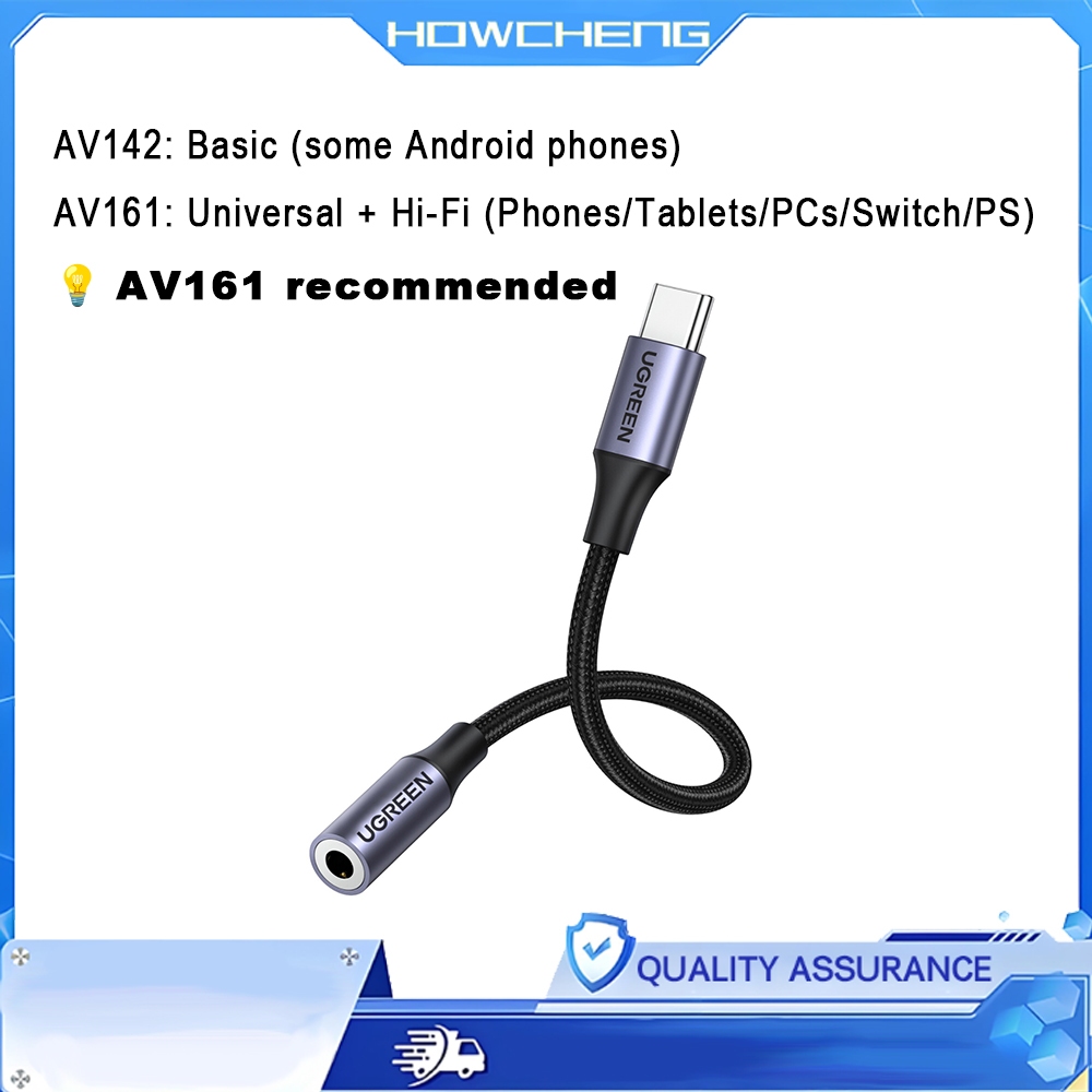 UGREEN อะแดปเตอร์เสียงแจ็ค USB-C เป็น 3.5 มม. พร้อมไมโครโฟน (ไม่เข้ากันได้กับอุปกรณ์ Apple)