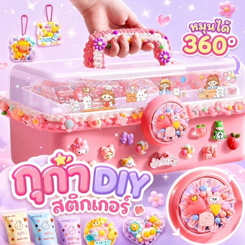 Guka 523PCS สติกเกอร์ทําด้วยมือชุด decoden charmst diy พวงกุญแจของเล่นสําหรับเด็กผู้หญิงของขวัญขนาดใหญ่กระเป๋าพวงกุญแจอุปกรณ์เสริม